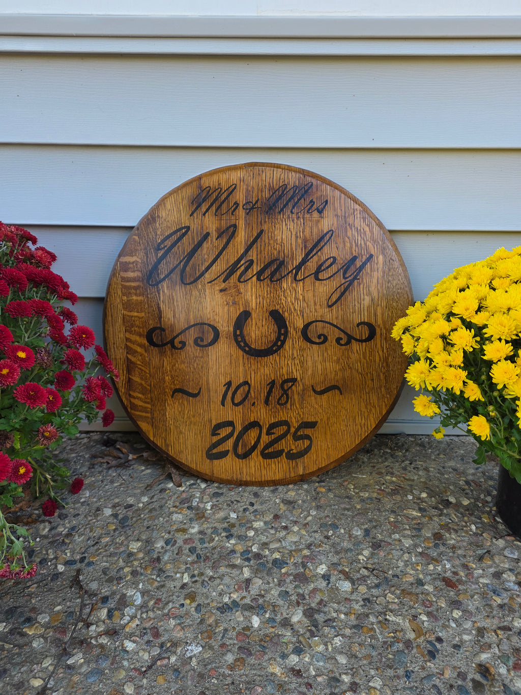 Personalized Engraved Barrel Head - Authentic Oak Wood Wall Art