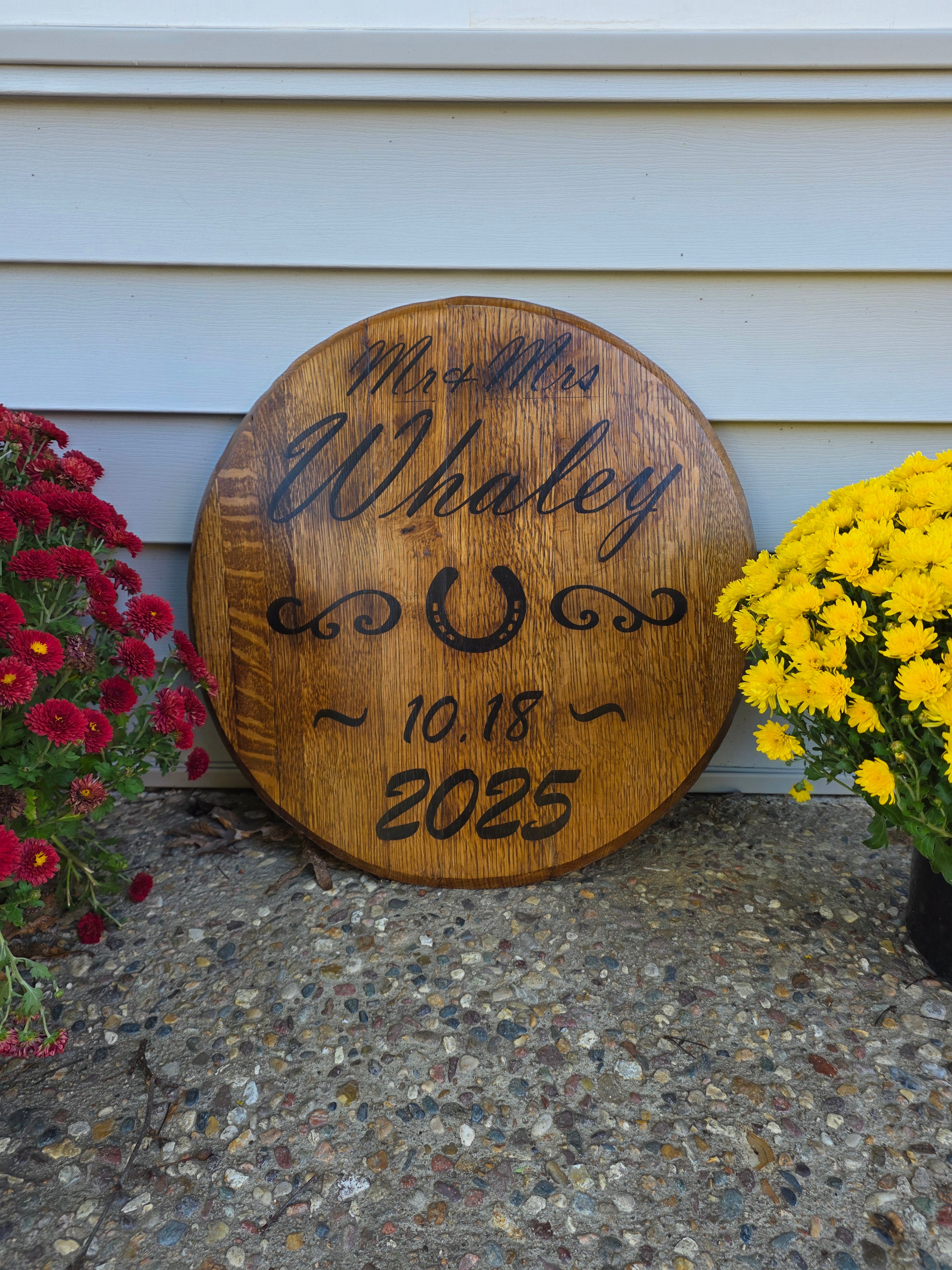 Personalized Engraved Barrel Head - Authentic Oak Wood Wall Art