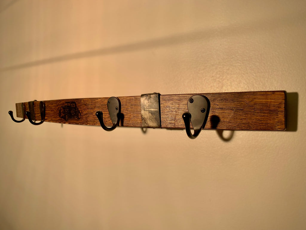 Custom Engraved Barrel Stave Coat Rack