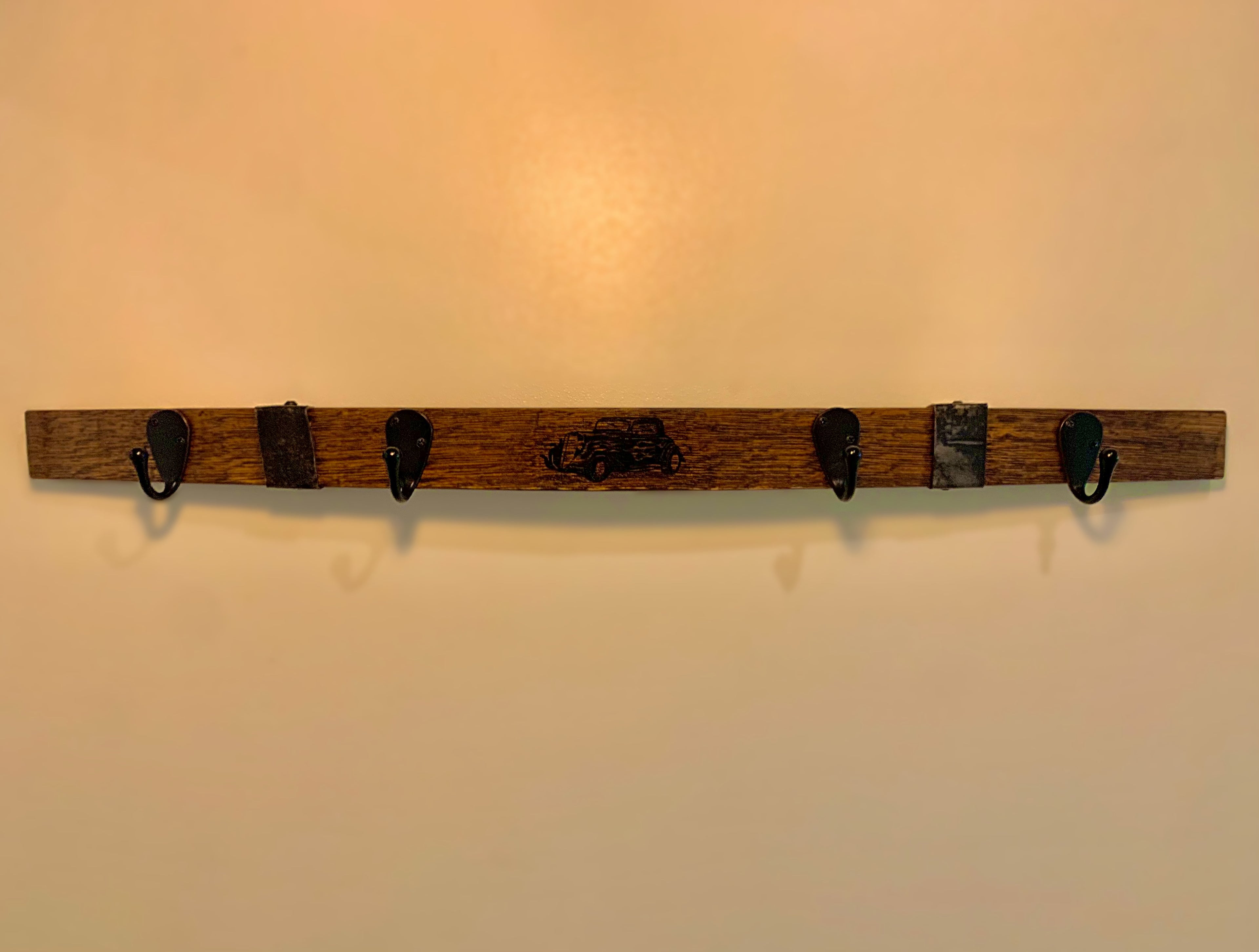 Custom Engraved Barrel Stave Coat Rack
