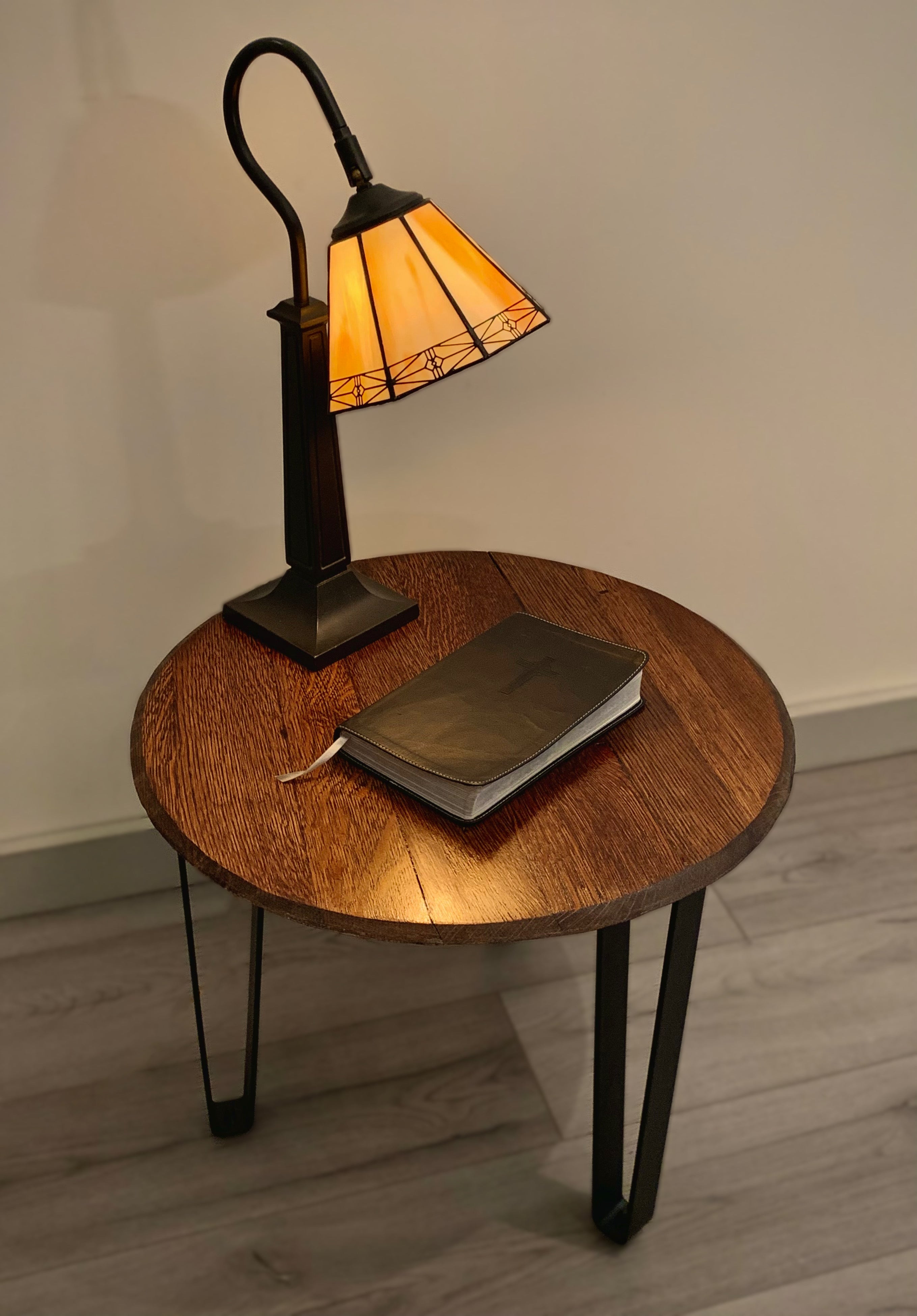 Custom Branded Whiskey Barrel Head End Table